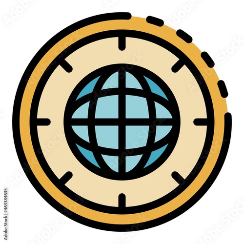 Global startup icon. Outline global startup vector icon color flat isolated