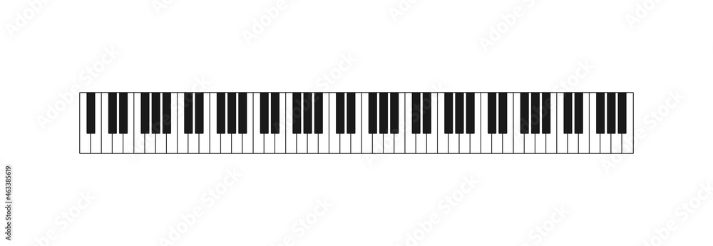 Music piano keyboard 88 keys isolated on white background. Vector illustration. Music piano keyboard 88 keys isolated on white background. Vector illustration.