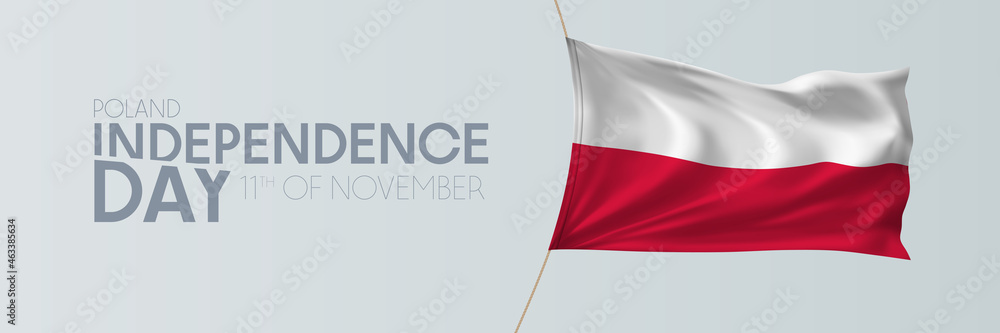 Fototapeta premium Poland independence day vector banner, greeting card.