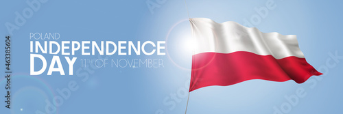 Poland happy independence day greeting card, banner with template text vector illustration
