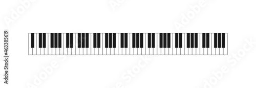 Music piano keyboard 88 keys isolated on white background. Vector illustration.