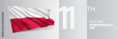 Poland happy independence day greeting card, banner vector illustration