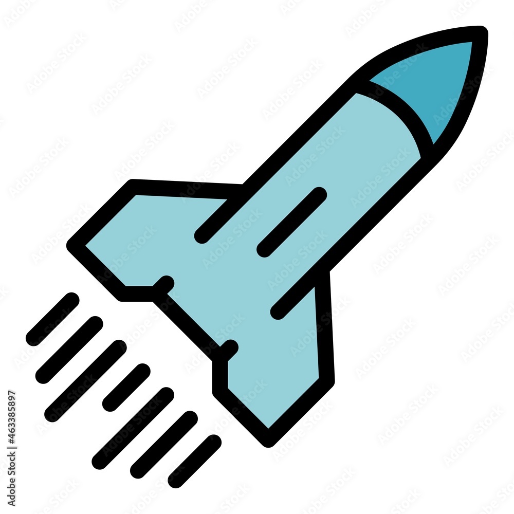 Flying rocket icon. Outline flying rocket vector icon color flat isolated Flying rocket icon. Outline flying rocket vector icon color flat isolated