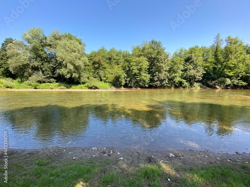 Kupa River and the territory of the neighboring Republic of Slovenia in Brod na Kupi - Gorski kotar, Croatia (Goranska rijeka Kupa i teritorij susjedne Republika Slovenije u Brodu na Kupi - Hrvatska) photo