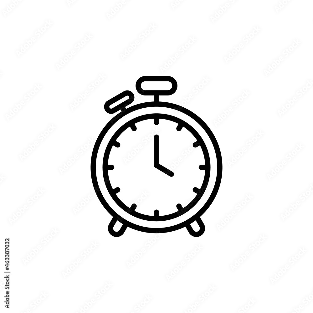 Retro clock with timer line icon. Editable stroke. Minimal illustration. Classic mechanical design Retro clock with timer line icon. Editable stroke. Minimal illustration. Classic mechanical design