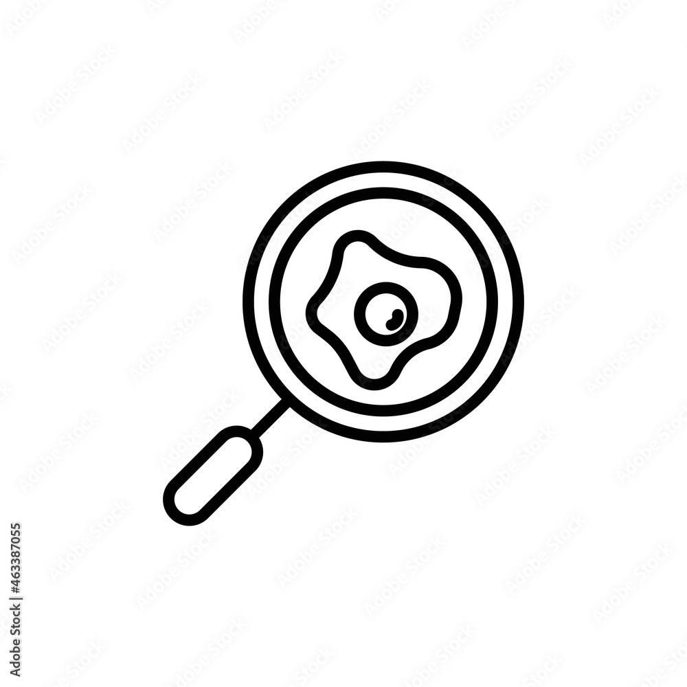 Fried egg on a pan line icon. Editable stroke. Minimal kitchen or cooking illustration. Simple lunch pictogram. Fried egg on a pan line icon. Editable stroke. Minimal kitchen or cooking illustration. Simple lunch pictogram.