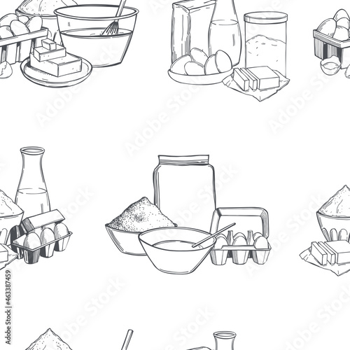  Vector   pattern with dough ingredients.