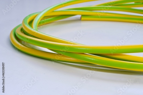 Small roll of yellow and green grounding cable