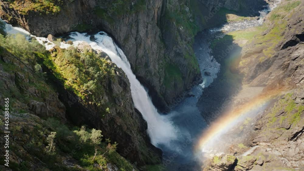 The famous waterfall Voringsfossen in Norway. Impressive beauty of Scandinavian nature