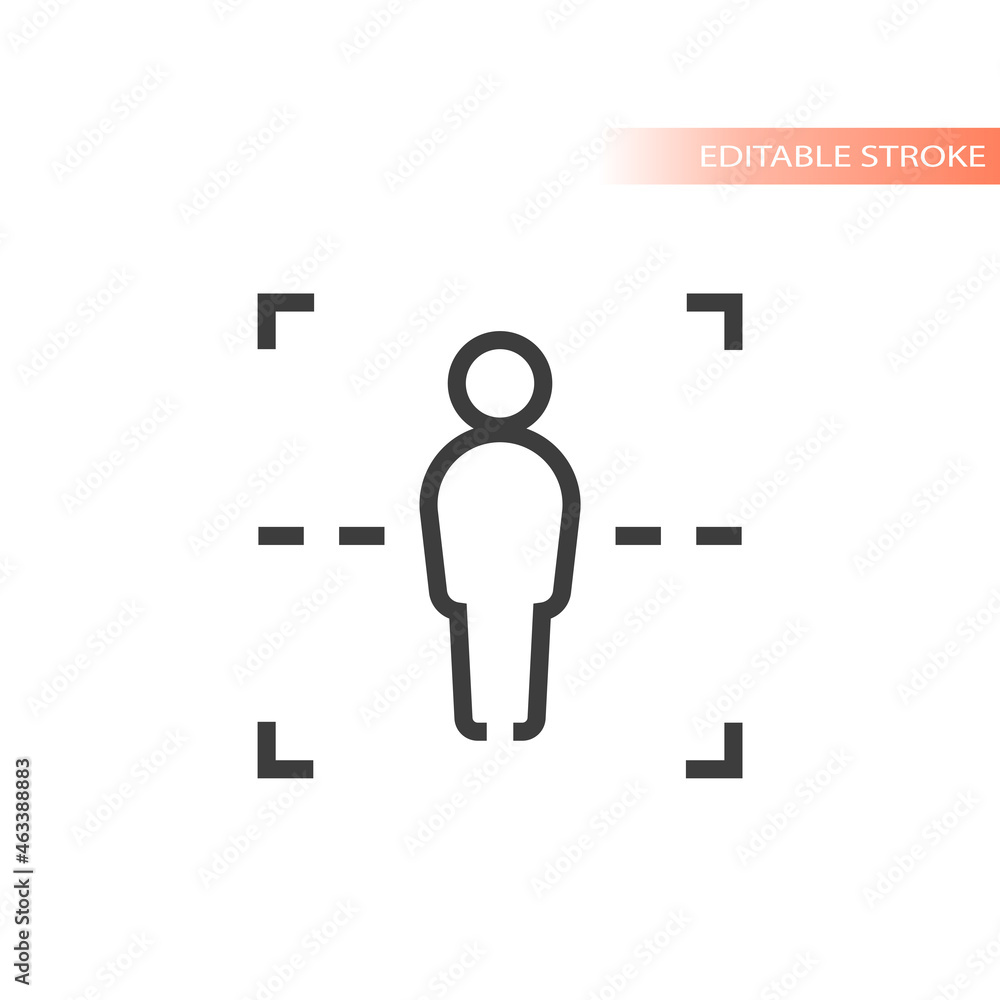 Body scan or scanner line vector icon. Outline, editable stroke. Body scan or scanner line vector icon. Outline, editable stroke.