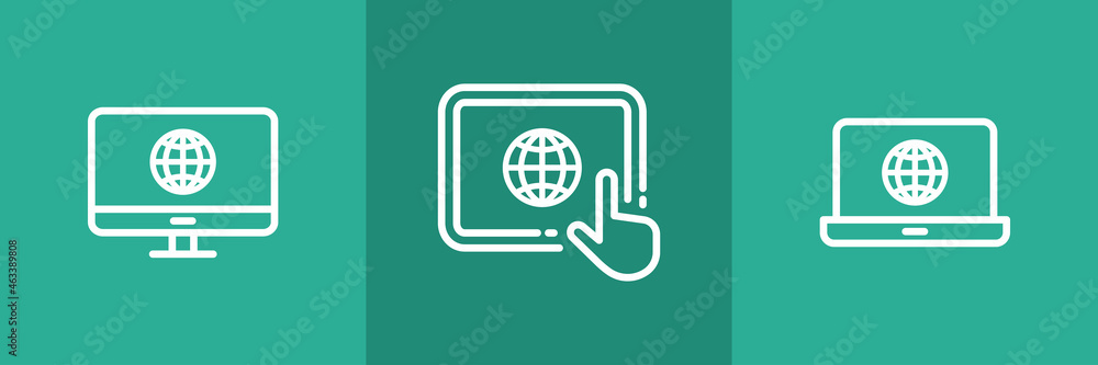 Set of 3 smart devices with globe icon. Set of 3 smart devices with globe icon.