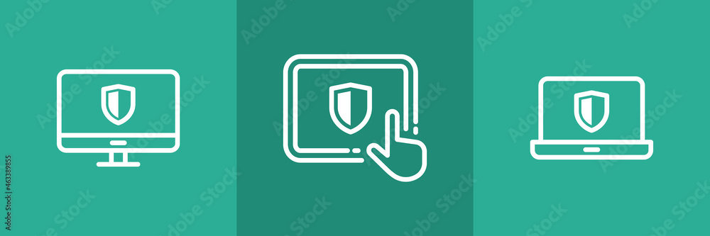 Set of 3 smart devices with shield icon. Set of 3 smart devices with shield icon.