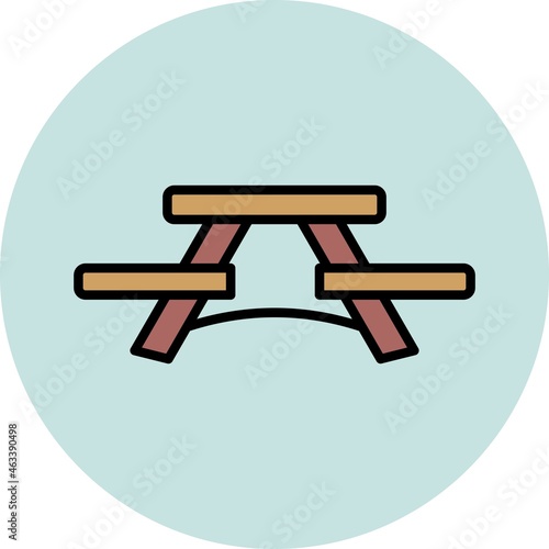 Picnic Table Filled Linear Vector Icon Design