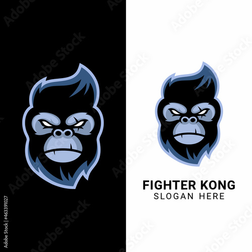 king kong gorilla head face illustration for esports logo design vector