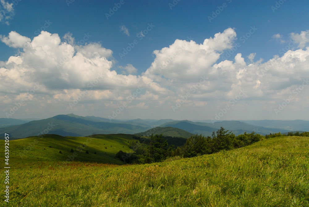 Green mountain hills, Bieszczady Mountains, Poland Green mountain hills, Bieszczady Mountains, Poland
