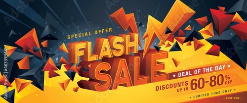 Flash Sale Banner Template design special offer discount, Shopping banner