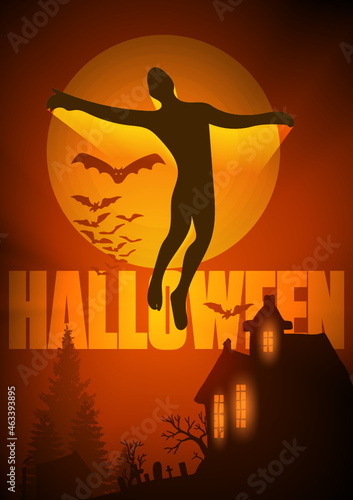 Epic halloween poster illustration. Vector