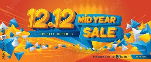 12.12 Shopping Day Mid Year Sale Banner Template design special offer discount photo