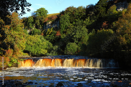 Wain Wath Force Waterfall on a sunny Autumn Day  Yorkshire Dales National Park  England  UK.