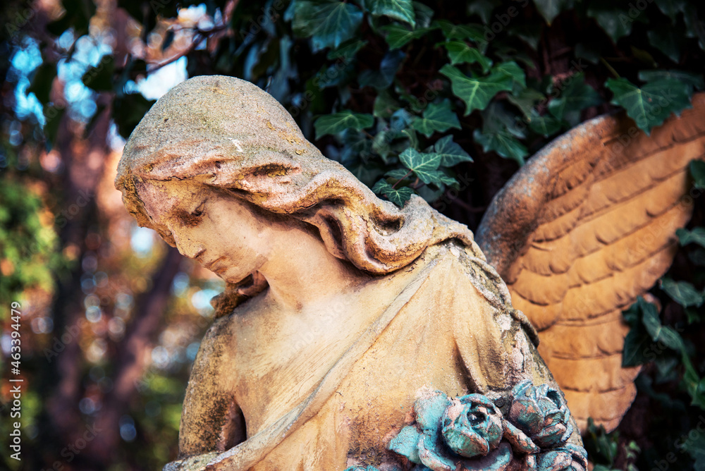 Positive, affirming image with an angel figure in sunlight. A symbol of hope, comfort, compassion and psychological help.