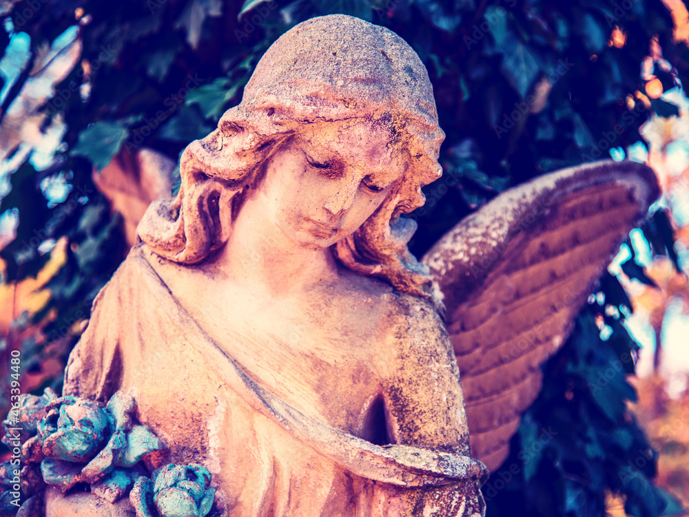 Abstract image with fragment of American angel of hope. vintage style