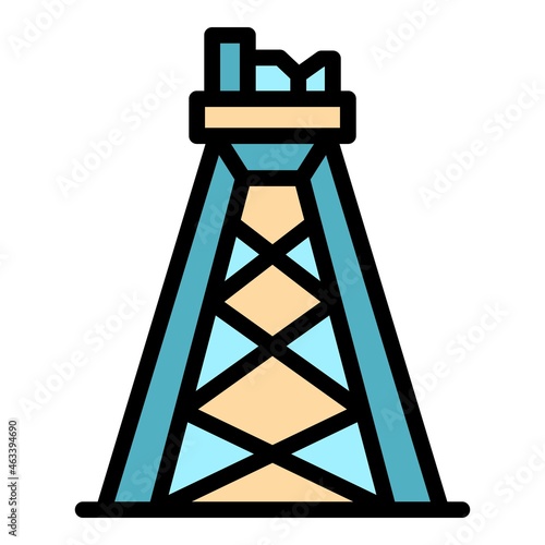 Derrick icon. Outline derrick vector icon color flat isolated
