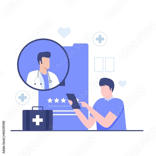 Online doctor consultation illustration design concept. Illustration for websites, landing pages, mobile applications, posters and banners