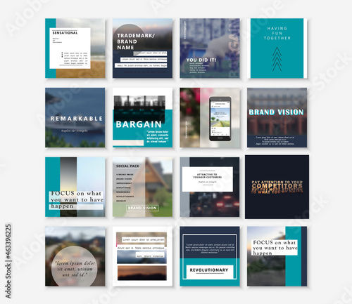 Posts for internet content, site for Bloggers, Fashion, ad, Lifestyle brands, Creative businesses blog. Set of square Presentation templates. Unique trendy website slider frames. Social media pack 