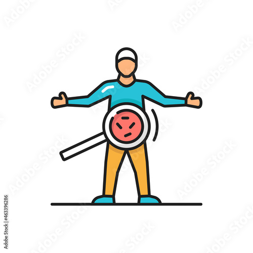 Lactobacillus probiotics in man stomach isolated color line icon. Vector normal gram-positive anaerobic microflora sign. Medical, healthcare and scientific concept. Person body investigation