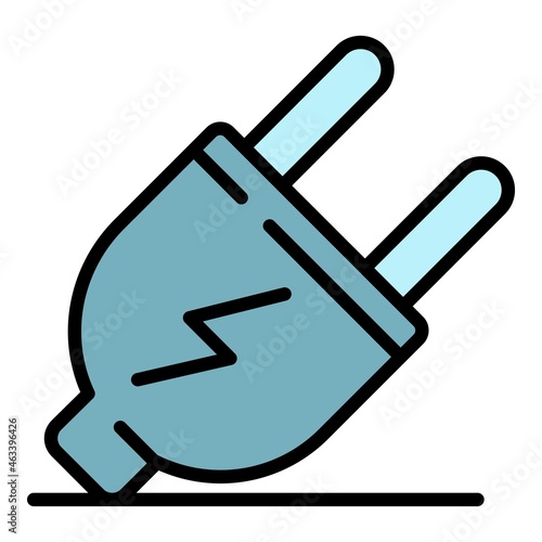 Electric car plug icon. Outline electric car plug vector icon color flat isolated