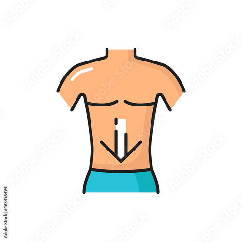 Cleanse process, good digestion healthy intestines isolated color line icon. Vector cleanse process in digestive system diarrhea and gastric bacillus. Good digestion, healthcare, bad microflora