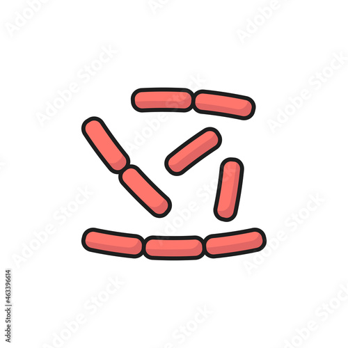 Lactobacillus microorganisms virus bacteria, probiotics isolated color line icon. Vector healthy organism chemical microbe, gastrointestinal therapy prebiotics. Bifidobacterium, positive bacterium