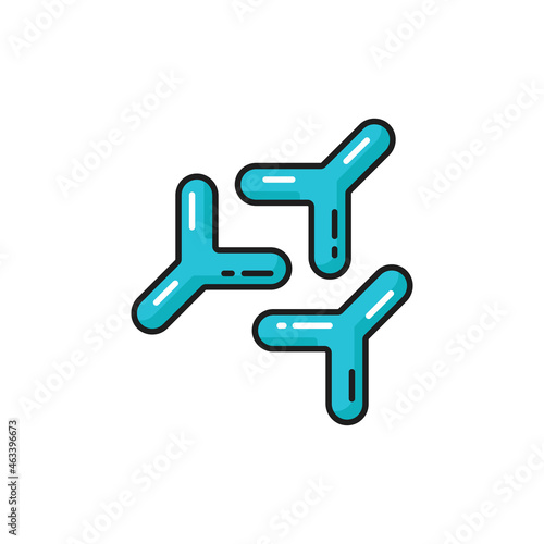 Pentameric structure of antibody, Y-shaped immunoglobulin isolated color line icon. Vector protein used by immune system to neutralize pathogens, pathogenic bacteria viruses, ifidobacterium probiotics