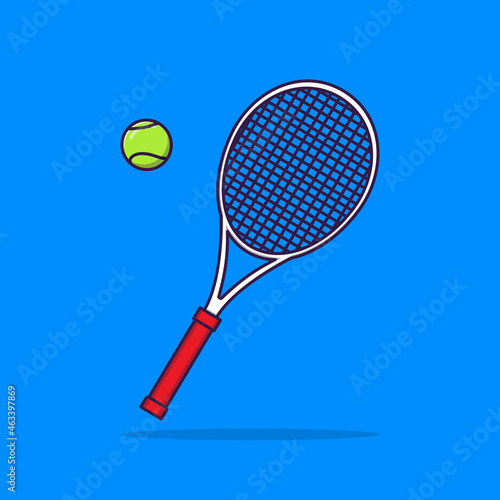 Tennis sport equipment icon illustration. Sport cartoon style illustration concept