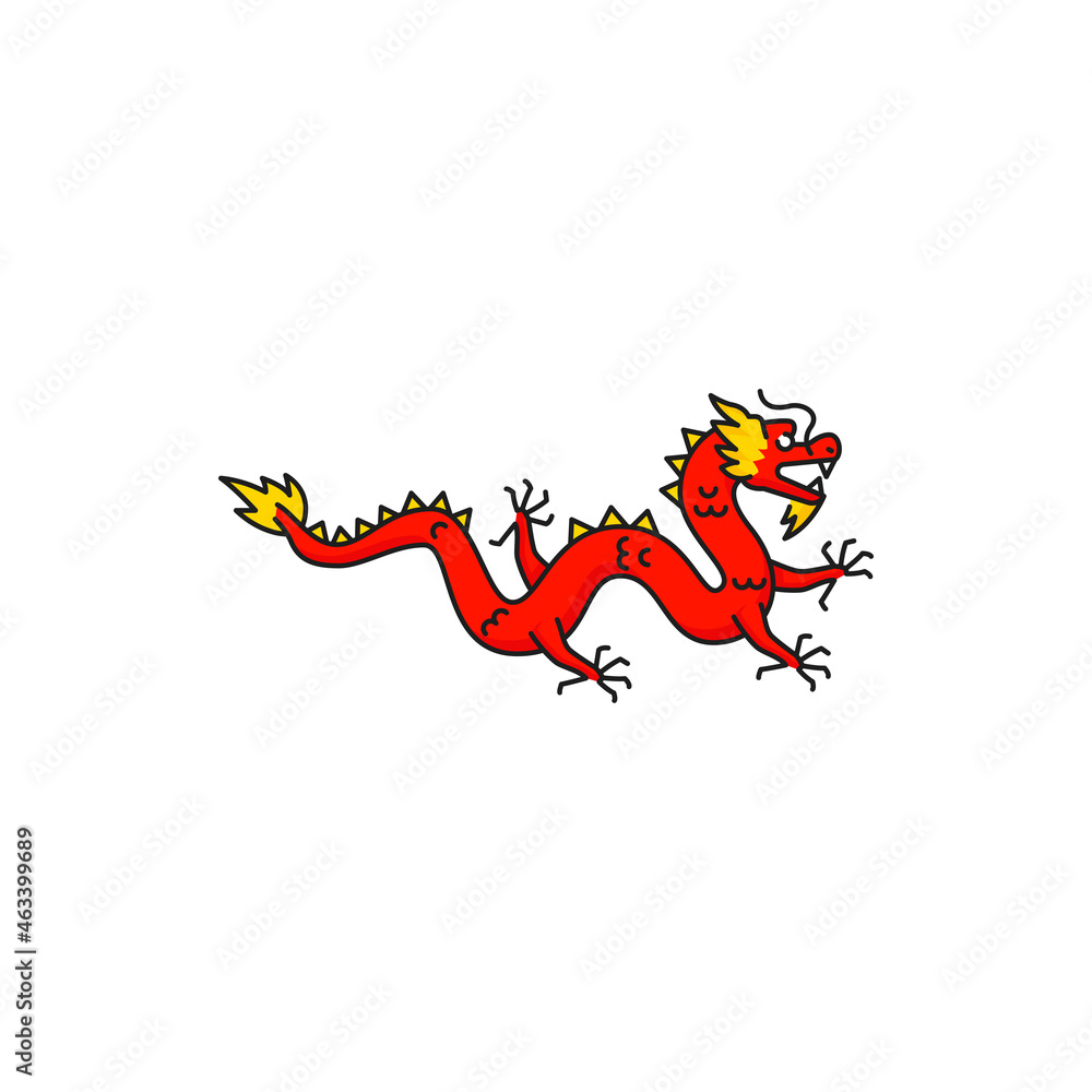 Obraz premium Chinese horoscope sign dragon lunar year calendar sign isolated symbol of China. Vector karate sport emblem, zodiac symbol, Lunar New Year dragon. Oriental CNY spring festival Dragon, astrology theme