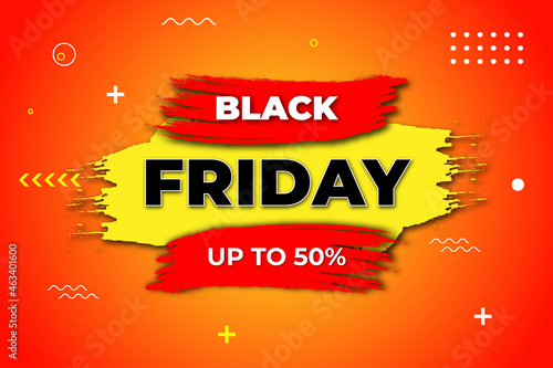 Black Friday sale poster. Commercial discount event banner. Black background textured. Vector business illustration. Black Friday vector illustration. Black Friday sale banner layout design