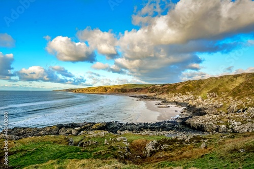 Killantringan Bay, Dumfries and Galloway, Scotland in winter afternoon sunshine photo