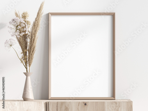 portrate frame mockup with dry plant