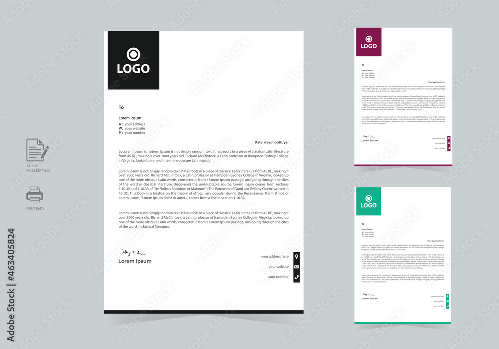 Minimalist Business Letterhead  layout Template Vector
