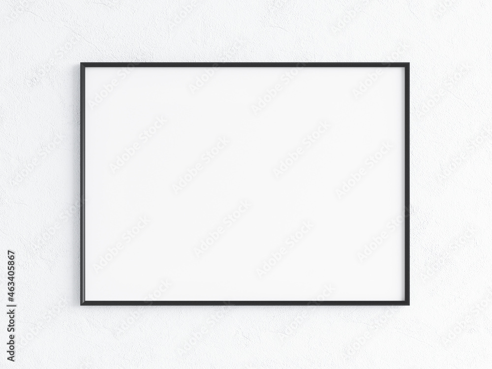 horizontal black frame mockup on the wall with matt horizontal black frame mockup on the wall with matt
