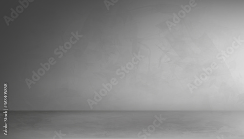 Fototapeta Naklejka Na Ścianę i Meble - Empty Studio room of gray cement wall texture background with light and shadow,Back drop Grey concrete floor with cracked surface pattern,Vector 3D banner with Copy space for loft design concept