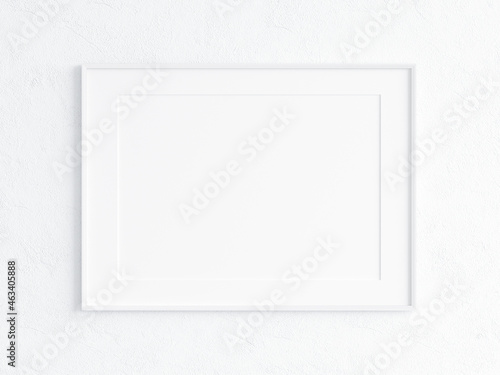 horizontal white frame mockup on the wall with matt