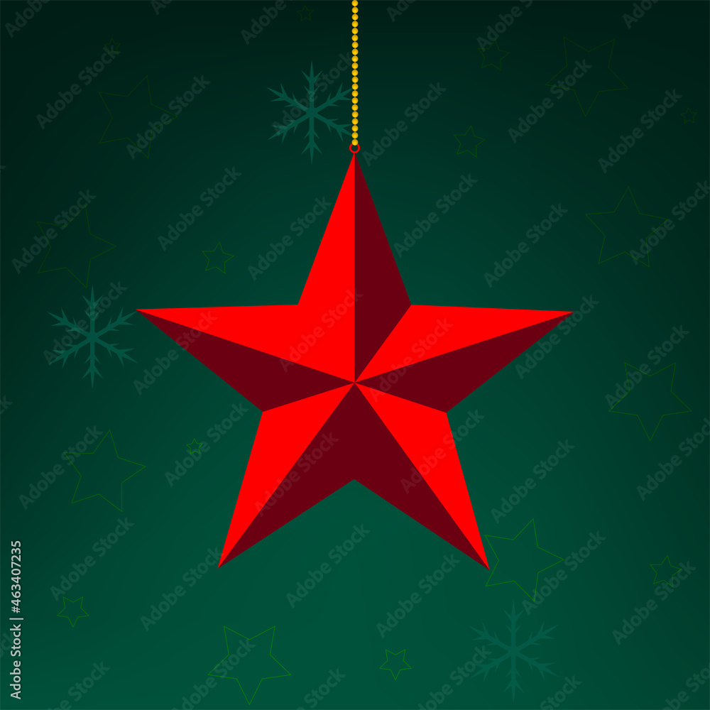 Obraz premium christmas star. Red star 3d icon with shadow on transparent background. Star illustration for christmas and new year decoration.