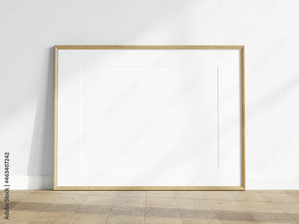 minimalist wooden frame mockup on white background minimalist wooden frame mockup on white background