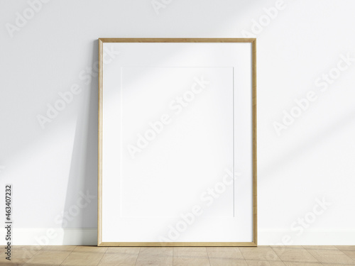 minimalist wooden frame mockup on white background