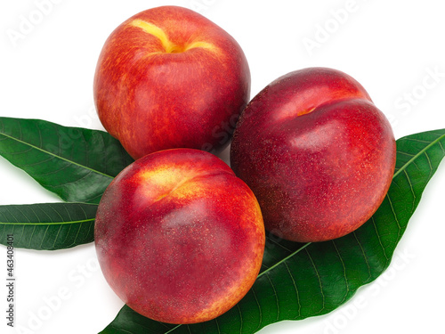 Wallpaper Mural Peaches fruit with leaves isolated on white background Torontodigital.ca