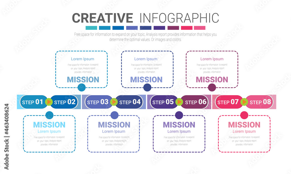 Infographics element design for 8 option, can be used for Business concept steps or processes, Data visualization. Infographics element design for 8 option, can be used for Business concept steps or processes, Data visualization.