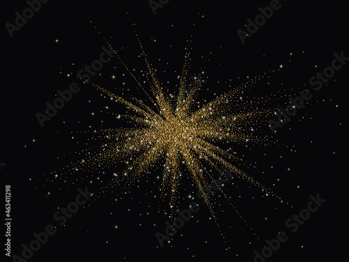 Glitter burst with golden texture. Vector background.
