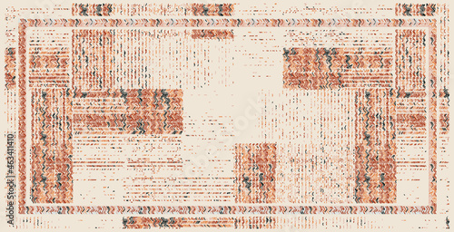 Abstract decorative textile texture linen checkered concept geo art runner rug pattern design for scarf, carpet, curtain, curtain, pillow . home textile digital vector