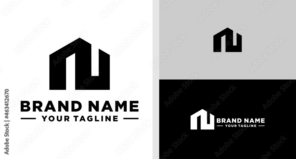 LETTER N LOGO BUILDING MONOGRAM NEGATIVE SPACE EDITABLE LETTER N LOGO BUILDING MONOGRAM NEGATIVE SPACE EDITABLE